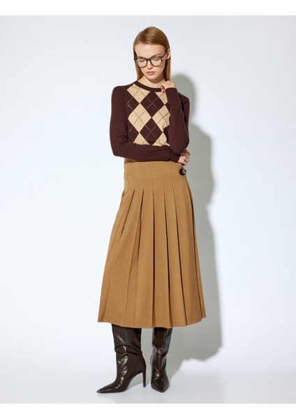 x Melis Ağazat - Uzun Kollu Bisiklet Yaka Baklava Desenli Taşlı Triko Kazak modelleri