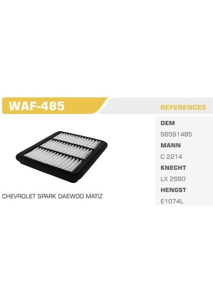 WAF-485 Hava Filtresi Spark 05-10 0.8 52HP Kolı: 20 Ad