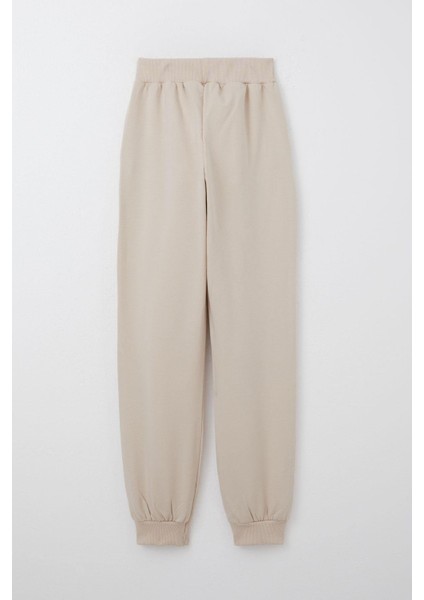 Kız Çocuk Eşofman Takım Ayıcık Aksesuarlı Yazı Nakışlı 5-9 Yaş, Bej indirimleri