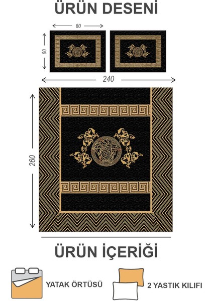 Kapitoneli Pamuk Dolgulu Kadife Kumaş Modern Desenli Premium Kalite Yatak Örtüsü Seti