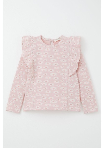 Kız Çocuk Taytlı Takım Çiçek Desenli Fırfırlı 3-7 Yaş, Pembe fiyatları