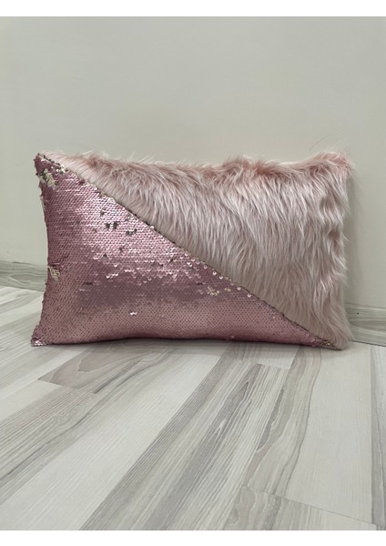 Pullu Peluş Dikdörtgen Üçgen Kırlent Kılıfı
