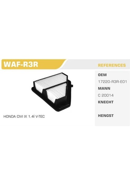 WAF-R3R Hava Filtresi Civic Ix 12-1.4l Vtec Kolı: 20 Ad