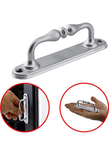 Çekme Kolu Sürgülü Kapı Tutma Kulpu Kulbu Tutamağı Küçük Kıvrık Kol Mat Krom Renk 12 cm Iki Vidalı