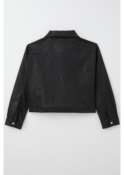 Kız Çocuk Deri Ceket Çıtçıtlı Desenli 9-14 Yaş, Siyah fiyatları