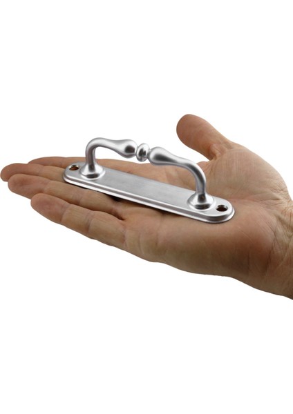 Çekme Kolu Sürgülü Kapı Tutma Kulpu Kulbu Tutamağı Küçük Kıvrık Kol Mat Krom Renk 12 cm Iki Vidalı