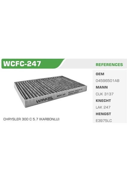 WCFC-247 Polen Filtresi 300 C 04-12 Karbonlu Kolı: 31 Ad FN9001