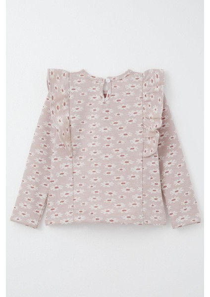 Kız Çocuk Taytlı Takım Çiçek Desenli Fırfırlı 3-7 Yaş, Gülkurusu fırsatları