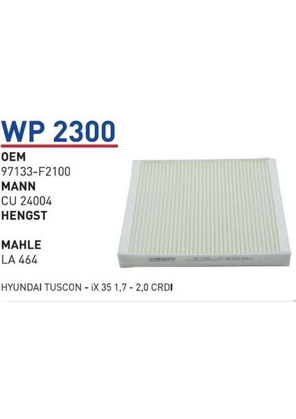 WP2300 Polen Filtresi Hyundai Tuscon-Ix 35 1.7-2.0 Crdı FN9308 MRMOEM-1084433