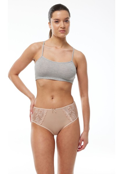 Kadın Ten 3 Lü Paket Pamuk Elastan Dantelli Yüksek Bel Slip Külot 150 3M150 fiyatları