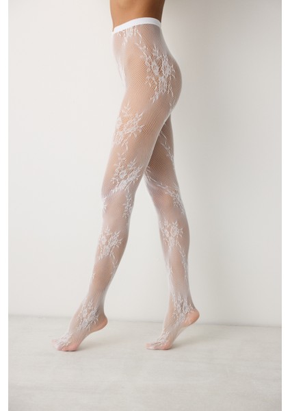 Roses File Beyaz Külotlu Çorap modelleri