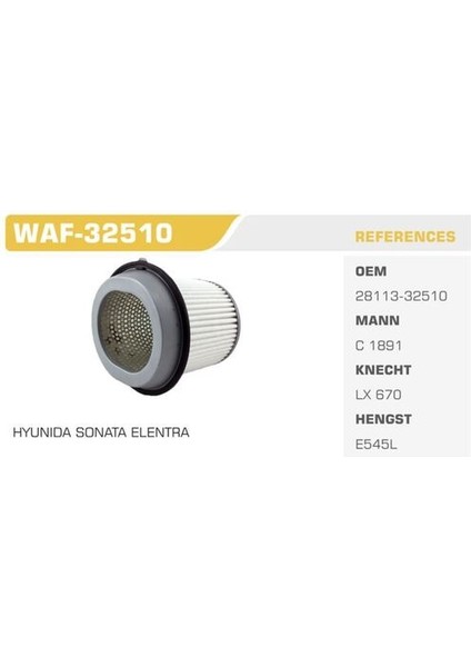 WAF-32510 Hava Filtresi Sonata 93-Elantra 91-95 Stare x 97-2.4 Kolı: 20 Ad