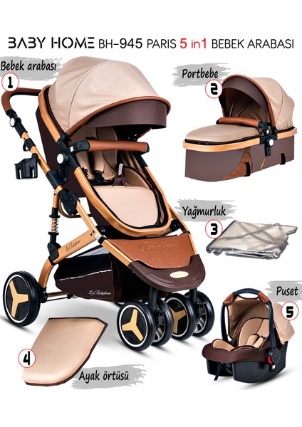 BH-945 Paris Amortisörlü Travel Sistem Bebek Arabası