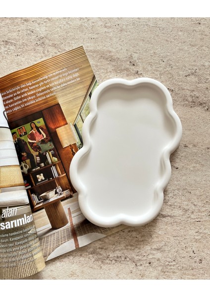 Kıvrımlı Dekoratif Beton Tabak, Tepsi
