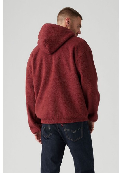 Erkek Yarım Fermuar Kapüşonlu Sweat Sherpa Kazak - A8611-0003