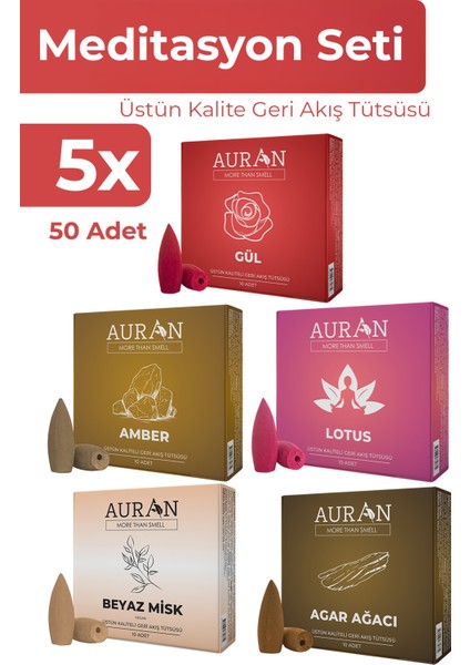 5x Geri Akış Tütsüsü Seti Konik Tütsü Backflow Incense Cones 5X10 Adet