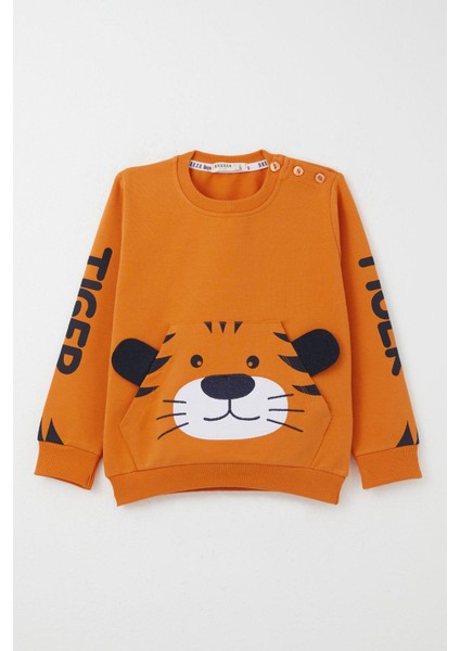 Erkek Çocuk Eşofman Takım Kaplan Nakışlı 1-4 Yaş, Hardal Sarı fiyatları