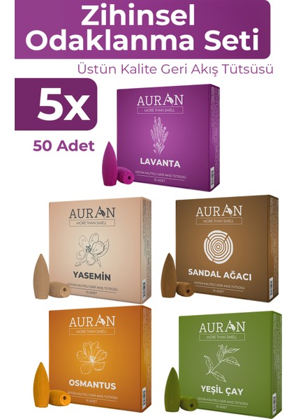 5x Geri Akış Tütsüsü Seti Konik Tütsü Backflow Incense Cones 5X10 Adet