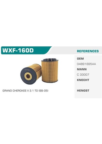 WXF-160D Yağ Filtresi Passat Sharan Touareg A8 Q7 2.3 3.7 4.2 3.6 Eco Kolı: 50 Ad FN1134
