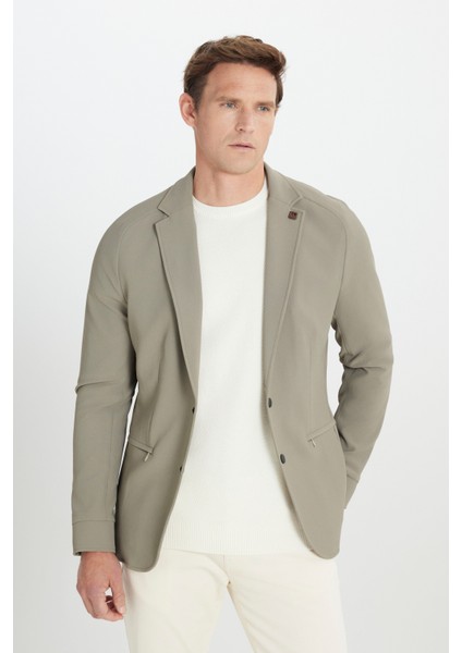 Slim Fit Dar Kesim Mono Yaka Fermuarlı Cepli Takım Elbise Ceketi modelleri