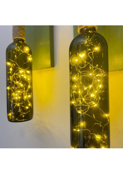 LED Işıklı Yeşil Ahşap Renkli Retro Şarap Şişesi Duvar Aplik 2'li Set modelleri