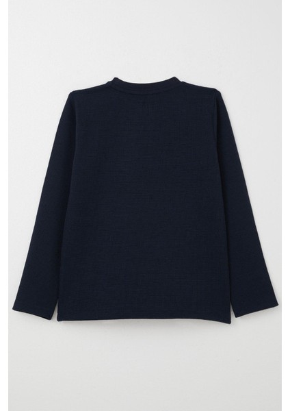 Erkek Çocuk Uzun Kollu Tişört Yazı Nakışlı 8-14 Yaş, Lacivert fiyatları