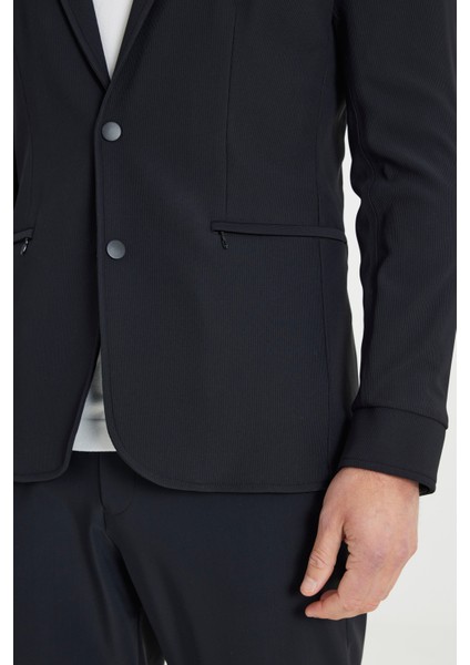 Slim Fit Dar Kesim Mono Yaka Fermuarlı Cepli Takım Elbise Ceketi indirimleri