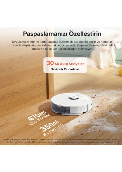 Q8 Max Plus Çöp Istasyonlu Akıllı Robot Süpürge Beyaz