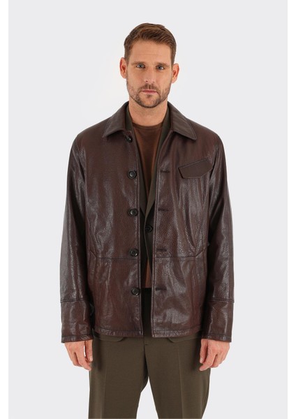 Kahve Deri Erkek Ceket