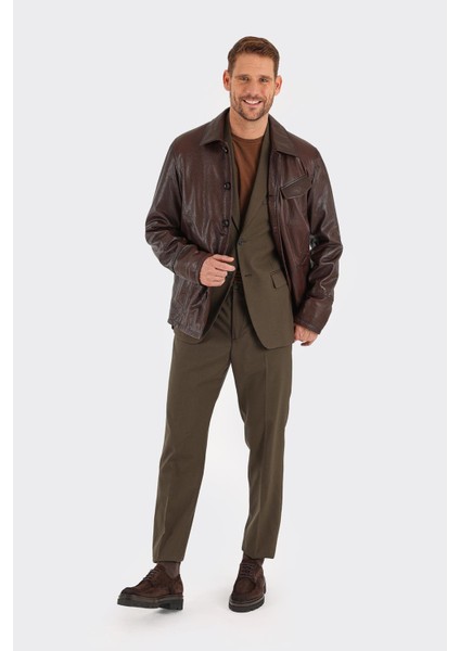Kahve Deri Erkek Ceket modelleri