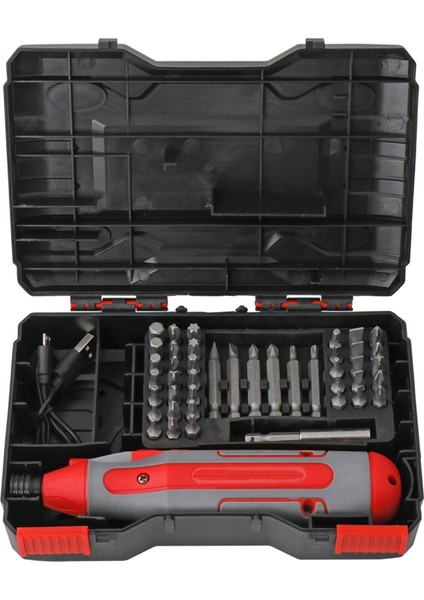 44 Parça Elektrikli Tornavida Seti USB Ileri ve Geri Seti, Kırmızı (Yurt Dışından)