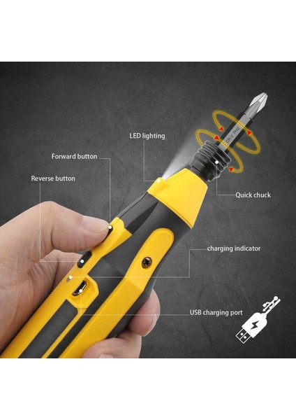 44 Parça Elektrikli Tornavida Seti USB Ileri ve Geri Seti, Kırmızı (Yurt Dışından) modelleri