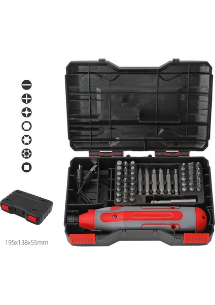44 Parça Elektrikli Tornavida Seti USB Ileri ve Geri Seti, Kırmızı (Yurt Dışından) indirimleri