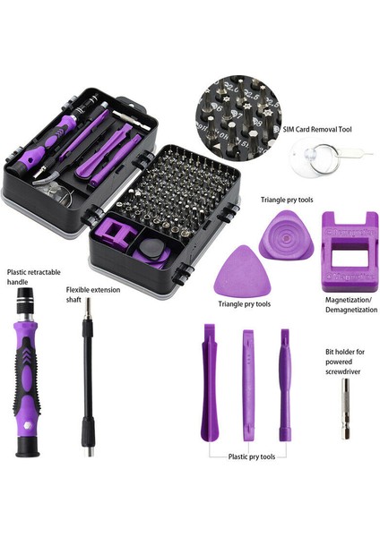 Cep Telefonu Vb Tamiri Için 135'I 1 Arada Tornavida Seti (Siyah + Mor) (Yurt Dışından)
