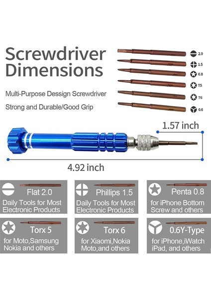 Manyetik 6'sı 1 Arada Minik Tornavida Seti, Saat, Gözlük Vb. Için (Yurt Dışından) modelleri