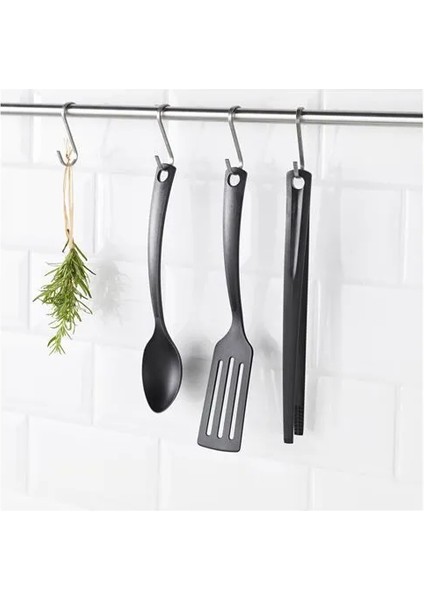 Sumuhome Gnarp Mutfak Gereçleri Seti Maşa Kaşık Spatula Siyah 3 Parça