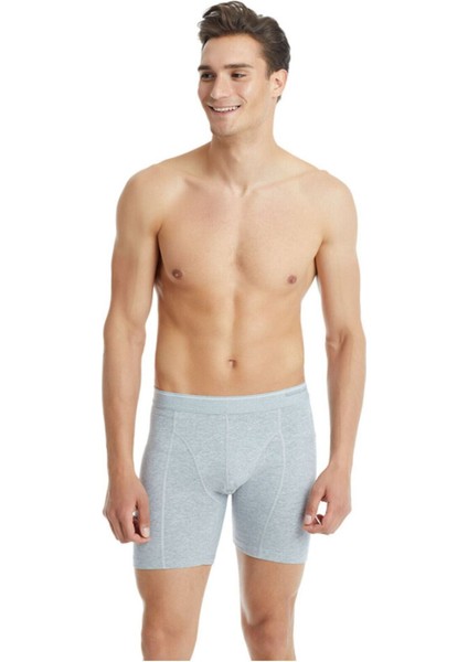Erkek Pamuk Elastan Retro Boxer Tender Cotton 9216 - Gri Melanj