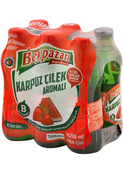 Karpuz Çilek Aromalı Maden Suyu 200 ml x 6 Adet