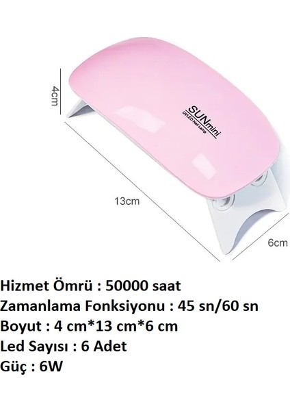 Profesyonel 6W Uv LED Tırnak Kurutma Lambası Hızlı Kuruma Akıllı Sensör Çoklu Zaman Ayarı 6 LED