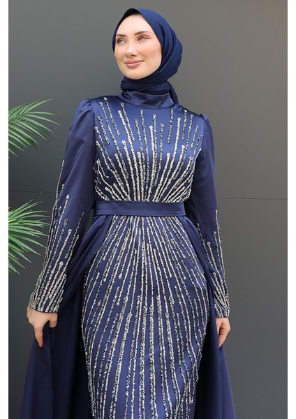 Moon Tesettür Abiye Lacivert indirimleri