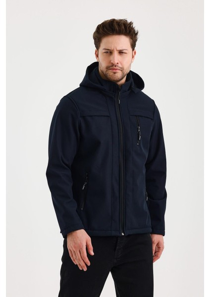 Lacivert Erkek %100 Su Geçirmez Içi Polarlı Iç Çepli Çıkartılabilir Kapüşonlu Softshell Mont&kaban fiyatları