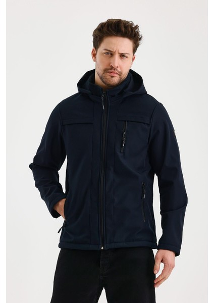 Lacivert Erkek %100 Su Geçirmez Içi Polarlı Iç Çepli Çıkartılabilir Kapüşonlu Softshell Mont&kaban modelleri