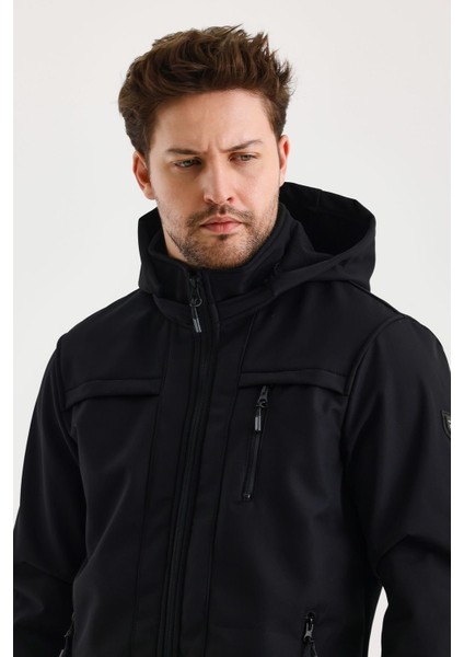 Siyah Erkek %100 Su Geçirmez Içi Polarlı Iç Çepli Çıkartılabilir Kapüşonlu Softshell Mont&kaban fırsatları