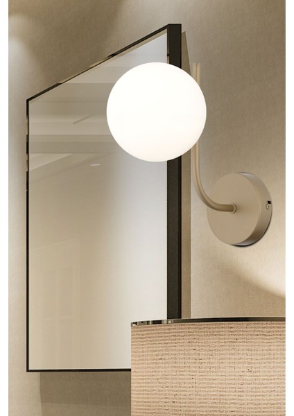 Lowel Tekli Eskitme Beyaz Camlı Modern Yatak Başı Salon Aplik