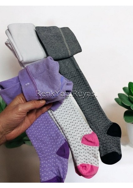 3 Adet %80 Pamuklu Kız Çocuk Kilotlu Çorap