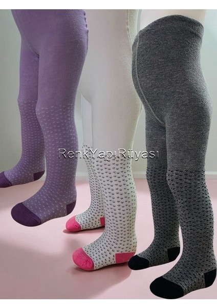 3 Adet %80 Pamuklu Kız Çocuk Kilotlu Çorap