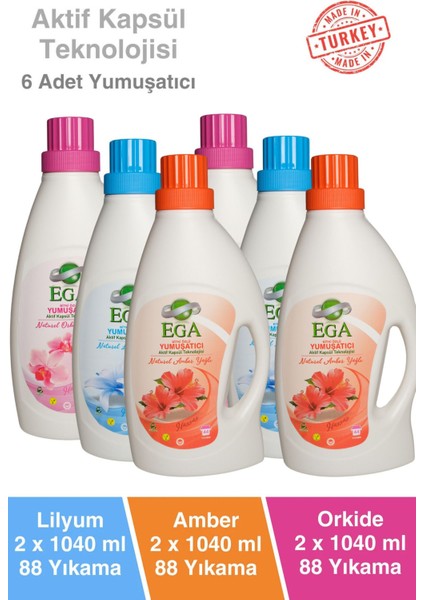 Çamaşır Yumuşatıcısı 6'lı Set Karışık Koku 6 x 1040 ml Hassas Ciltler İçin Uygun