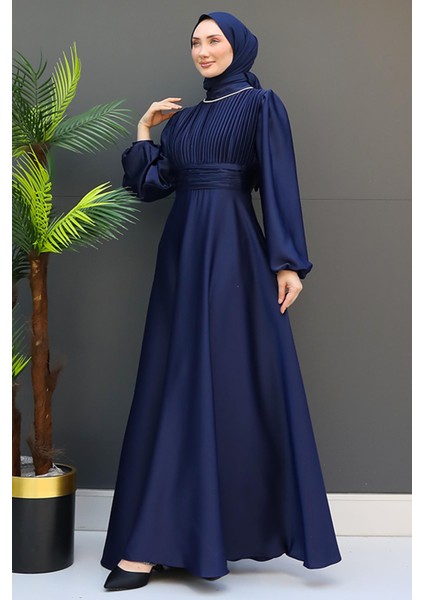 Ceylin Tesettür Elbise Lacivert