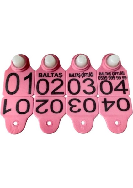 100 Adet Pembe Renk Küçükbaş (Koyun-Keçi) Hayvan İşaret Numaratörü