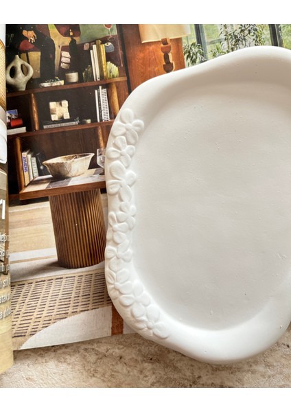 Çiçek Kabartmalı Dekoratif Tabak, Takı Tabağı